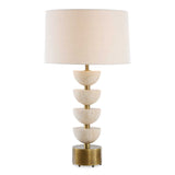 Hemisphere Travertine Table Lamp - Beige / Bronze by Uttermost - View 1
