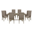 Classic Luxury Dining 7pc Extendable Table and Chairs Set Button Tufted Upholstered Self-Storing Leaf Traditional Design Furniture