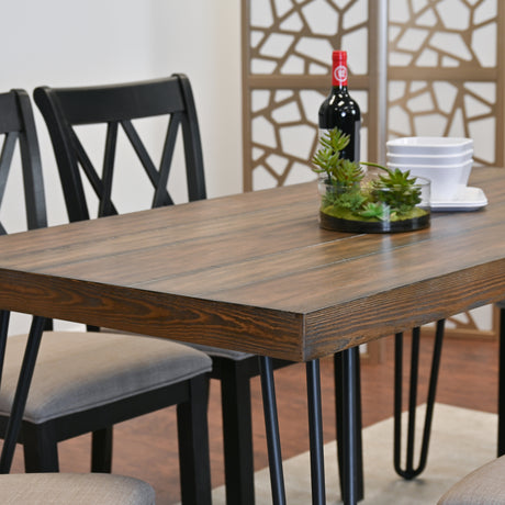 Arroyo 5-Piece Dining Set, Hairpin Dining Table with 4 Cross-back Chairs, Rich Black - sold by Home Elegance USA