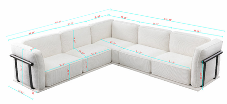 120' length , Fashionable modular sofa with iron and wood frame chenille sofa White ,uitable for living room - sold by Home Elegance USA