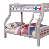 Transitional Style Twin Over Full Bunk Bed Attached Curved Ladder Upper Bed Rails Bold & Curved Wood Design - sold by Home Elegance USA