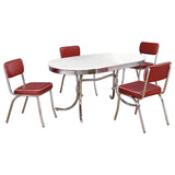Midge White and Red 5-piece Oval Dining Table Set