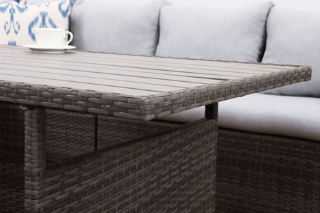 7 - Pieces PE Rattan Wicker Patio Dining Sectional Cusions Sofa Set with Grey cushions - B082S00024 - image - 14