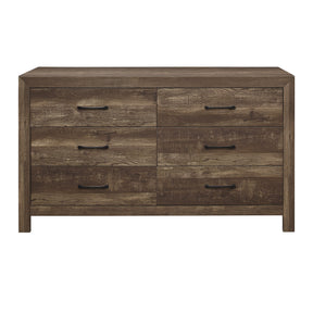 Rustic Brown Finish 1pc Dresser Black Handles Wooden Funiture Rustic Style