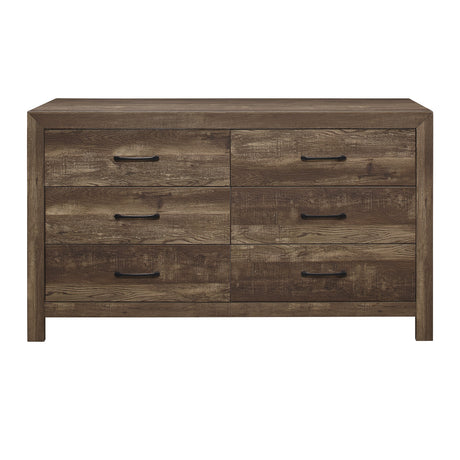 Rustic Brown Finish 1pc Dresser Black Handles Wooden Funiture Rustic Style