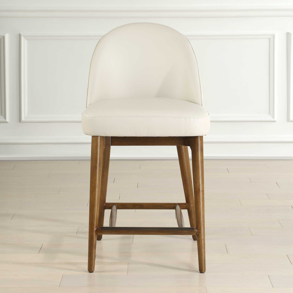 Stitches Leather Counter Stool White / Brown - White / Dark Brown by Uttermost - View 2