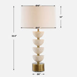 Hemisphere Travertine Table Lamp - Beige / Bronze by Uttermost - View 8