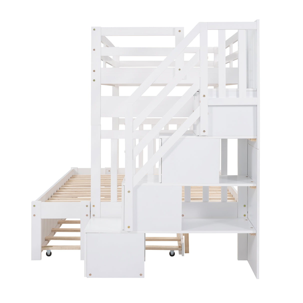 Twin over Full Bunk Bed with Twin Size Trundle (White)(OLD SKU :LT000025AAK) - sold by Home Elegance USA