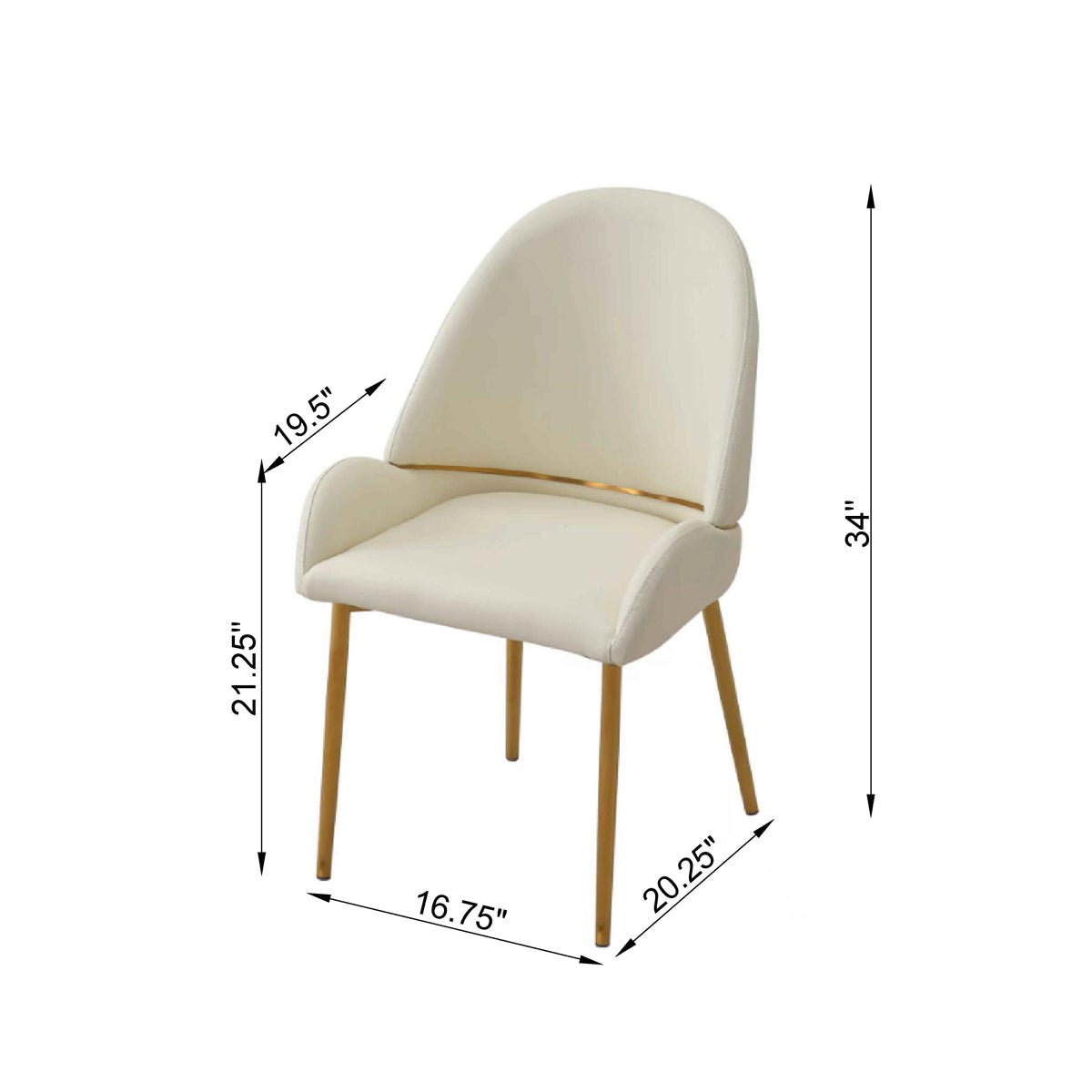 Dining Chair with PU Leather Beige color metal legs (Set of 2) | Home Elegance USA