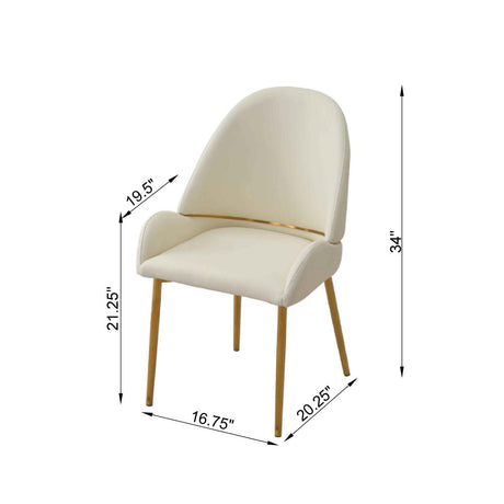 Dining Chair with PU Leather Beige color metal legs (Set of 2) - W50960340 - Home Elegance USA - 6