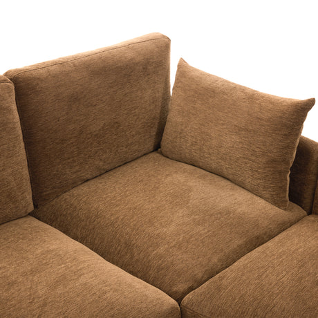 Modern Sectional Sofa Modular Sofa 85.4' U-shaped Sofa Couch with Movable Ottoman, USB Ports, Phone Holder, Brown Chenille - sold by Home Elegance USA