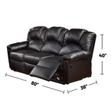 3 Seats Bonded Leather Manual Motion Reclining Sofa in Black - B01682189 - image - 3