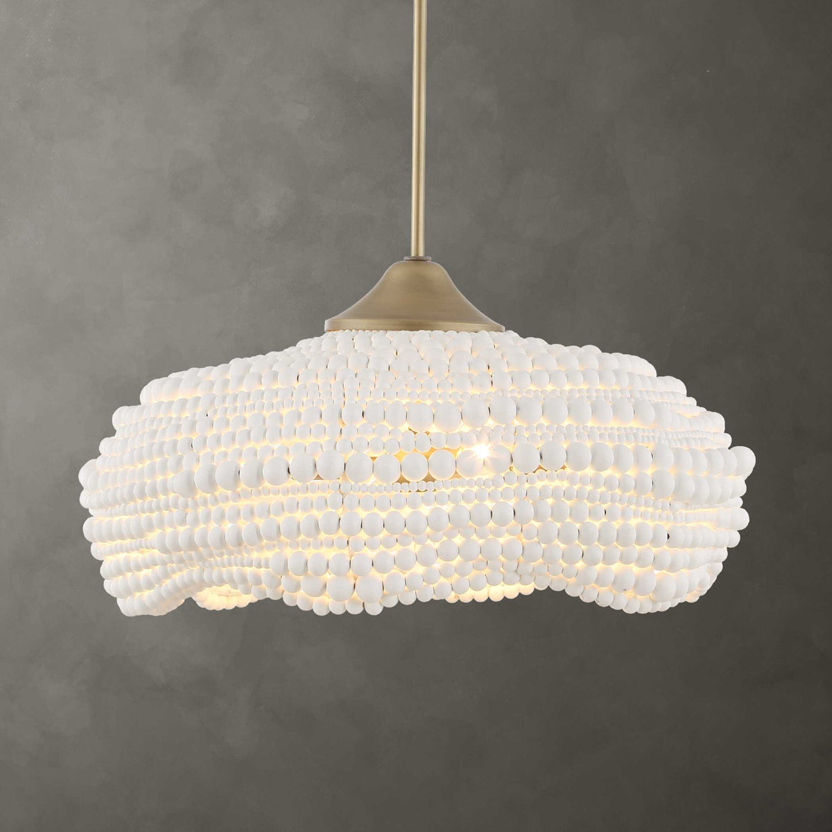 Biddeford 5 Light Beaded Pendant - Gold / White by Uttermost - View 2