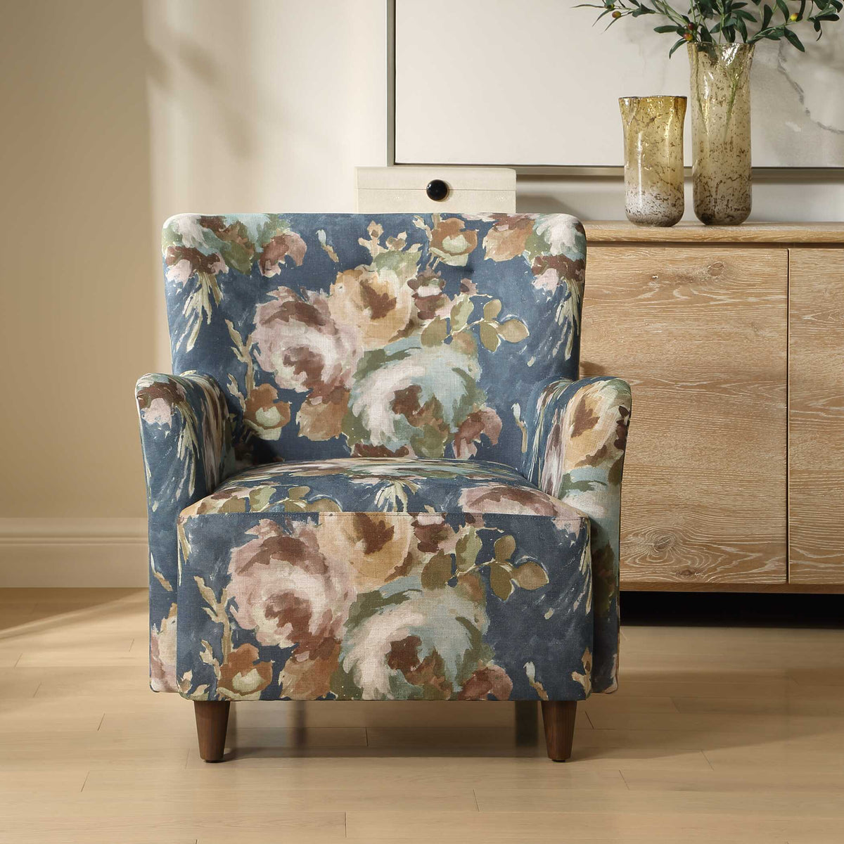 Lainey Floral Upholstered Armchair - Blue by Uttermost - View 2