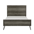 Unique Design 3-Tone Gray Finish 1pc Eastern King Bed Metal Legs Horizontal Slat Design Headboard Footboard Bedroom Furniture