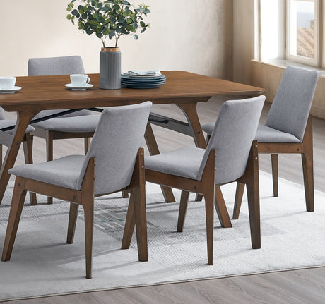 Casual Dining Furniture Set 7pc Walnut Finish Dining Table and Upholstered Chairs Wooden Kitchen Set - sold by Home Elegance USA