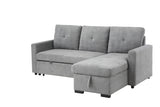 Serenity Gray Fabric Reversible Sleeper Sectional Sofa with Storage Chaise - Home Elegance USA