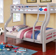 Transitional Style Twin Over Full Bunk Bed Attached Curved Ladder Upper Bed Rails Bold & Curved Wood Design - sold by Home Elegance USA