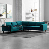 Amber Teal Velvet Corner Sectional Sofa