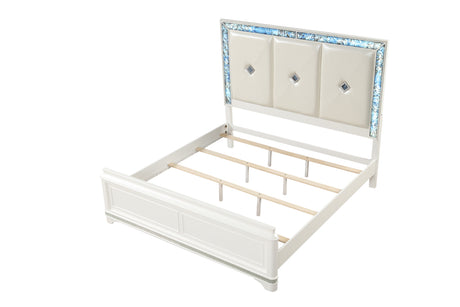 Laguna Modern Style 5 Pc Queen Upholstered Bedroom Set Made with Wood and Crystal Accents in White(CA INVENTORY) - sold by Home Elegance USA