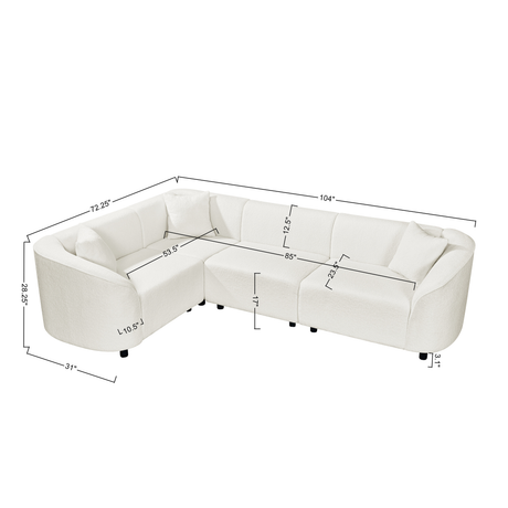 104' L-Shaped Curved Contemporary Sectional Sofa in Beige: Plush 4-Seater, Sculptural Design & Premium Bouclé Upholstery – Modern Luxury for Spacious Living - sold by Home Elegance USA