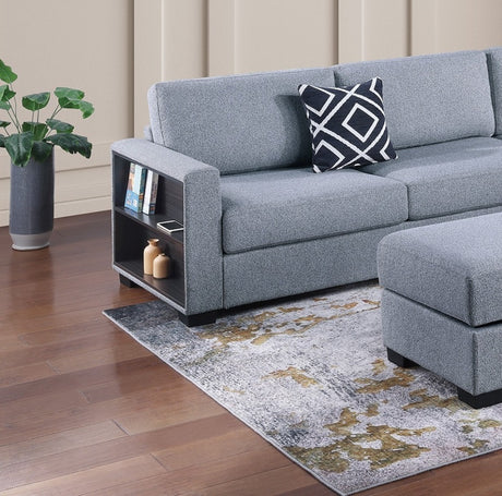 3-Piece Reversible Sectional w Ottoman Functional Storage Sofa w Shelf Reversible Chaise Storage Ottoman Living Room Furniture - sold by Home Elegance USA