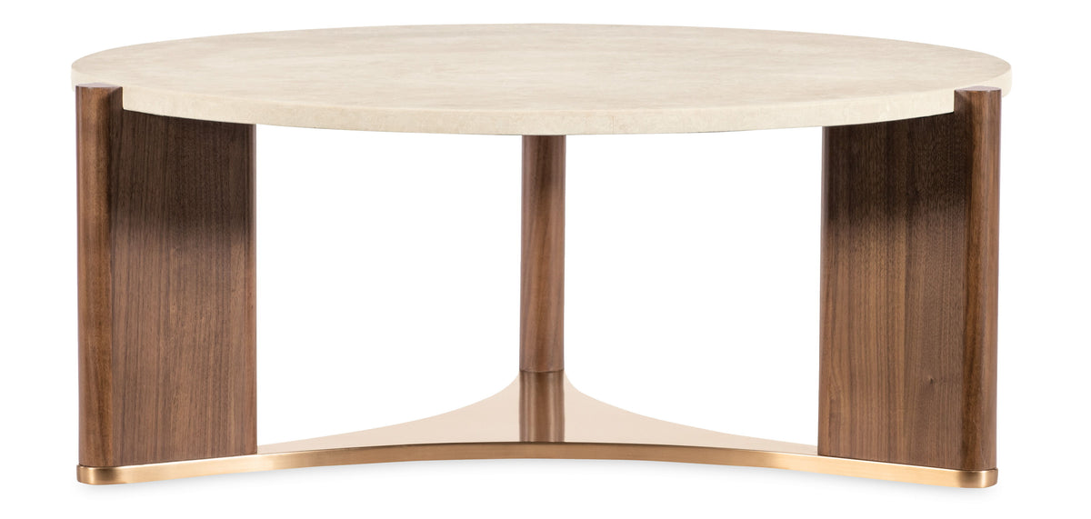 Eleana Round Coffee Table Medium Wood - Beige / Dark Brown by Hooker Furniture - View 1