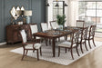 Formal Traditional 9pc Dining Set Table and Chairs Separate Extension Cherry Finish with Dark Walnut Inlay Wooden Furniture