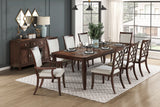 Formal Traditional 9pc Dining Set Table and Chairs Separate Extension Cherry Finish with Dark Walnut Inlay Wooden Furniture