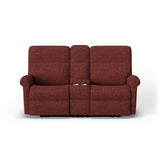 Davis Transitional Fabric Power Reclining Loveseat With Console & Power Headrests | Flexsteel