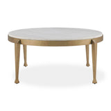 Tylan Round Marble Coffee Table Brass / White - Gold / White by Uttermost - View 1