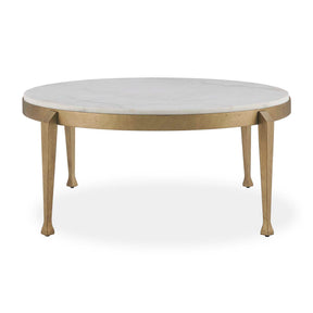 Tylan Round Marble Coffee Table Brass / White - Gold / White by Uttermost - View 1