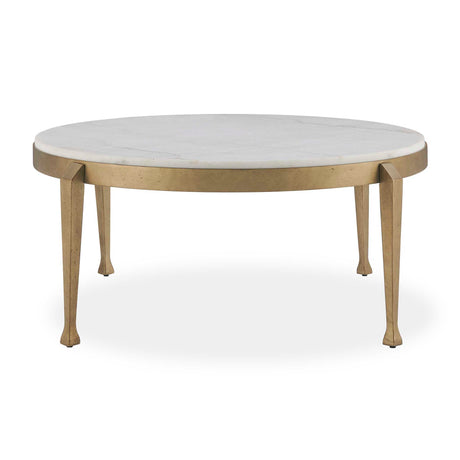 Tylan Round Marble Coffee Table Brass / White - Gold / White by Uttermost - View 1