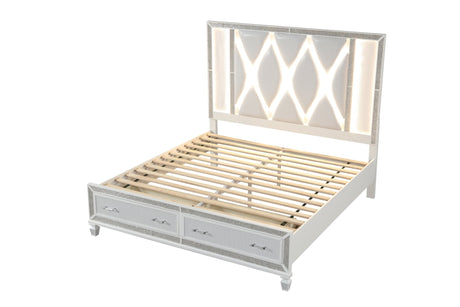 Crystal Queen Storage Bed Made With Wood Finished in White - B009S00974 - Home Elegance USA - 2