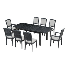 TOPMAX Rustic Extendable Dining Table Set with Removable Leaf, Upholstered Dining Chairs, Black, Rubberwood, 84 Inch - sold by Home Elegance USA