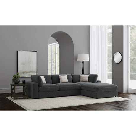 Rhette Charcoal 4-piece Upholstered Sectional with Ottoman - sold by Home Elegance USA