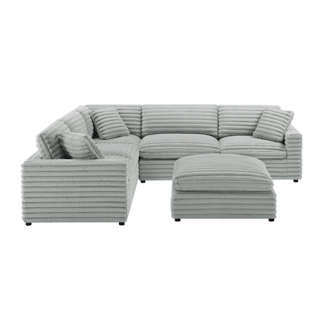 Jenny 6-Piece Modular Sectional in Ultra Plush Gray Polyester Cord-Like Fabric - sold by Home Elegance USA