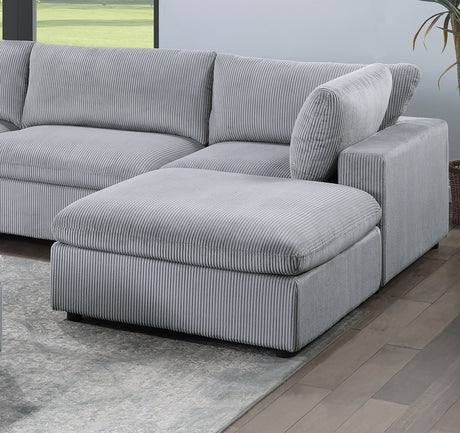 Dark Gray Color 8pc Modular Sectional Set Corduroy Upholstery Couch 3x Corner wedge 3x Armless Chairs 2x Ottomans Living Room Furniture - sold by Home Elegance USA