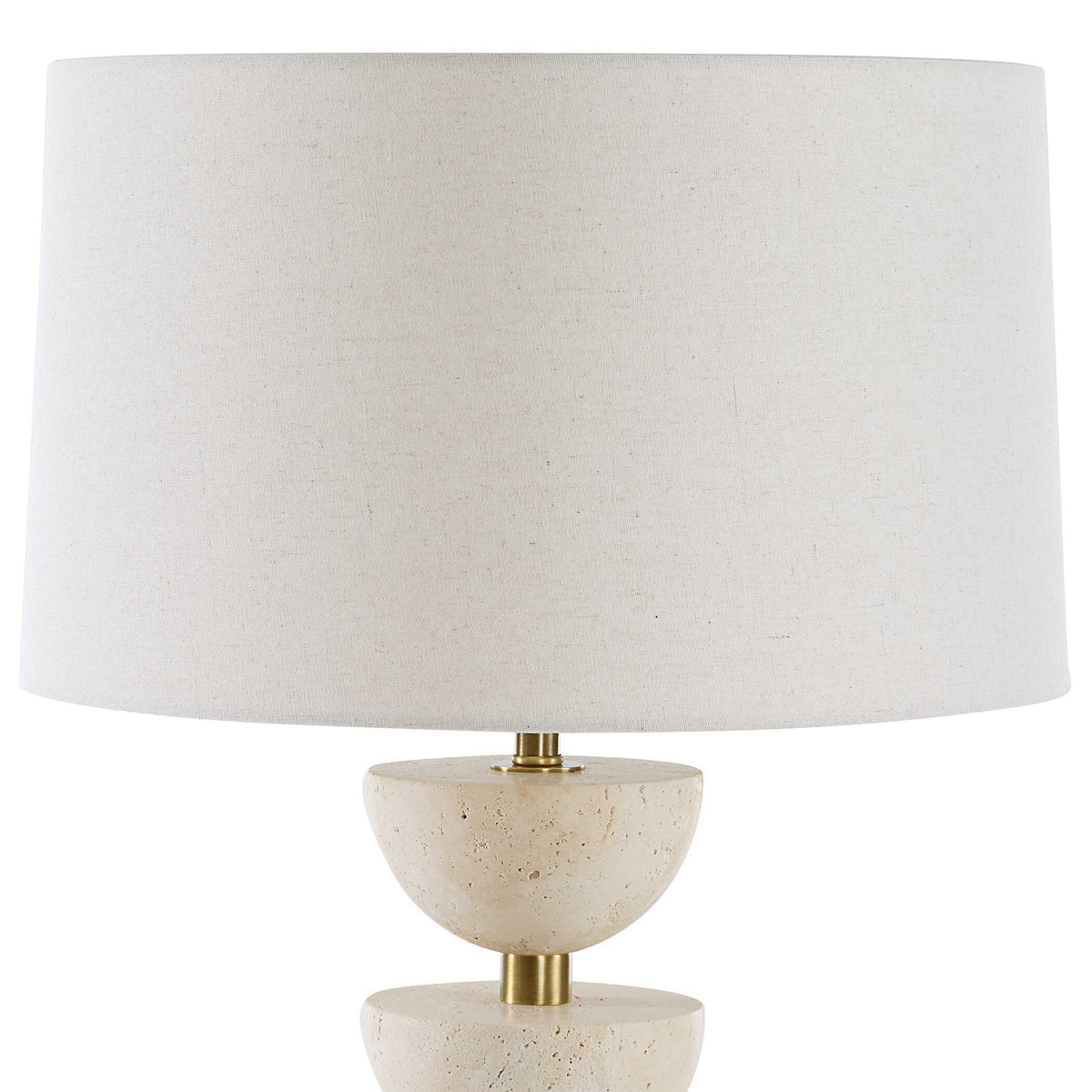 Hemisphere Travertine Table Lamp - Beige / Bronze by Uttermost - View 5