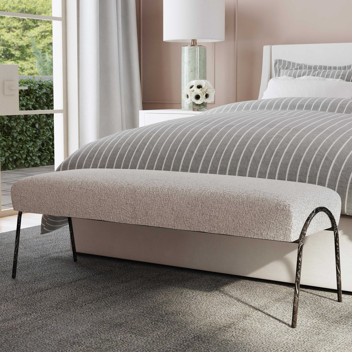 Jacobsen Modern Bench - Light Gray by Uttermost - View 3