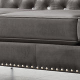 82.3" Width Modern Velvet Sofa Jeweled Buttons Tufted Square Arm Couch Grey,2 Pillows Included | Home Elegance USA