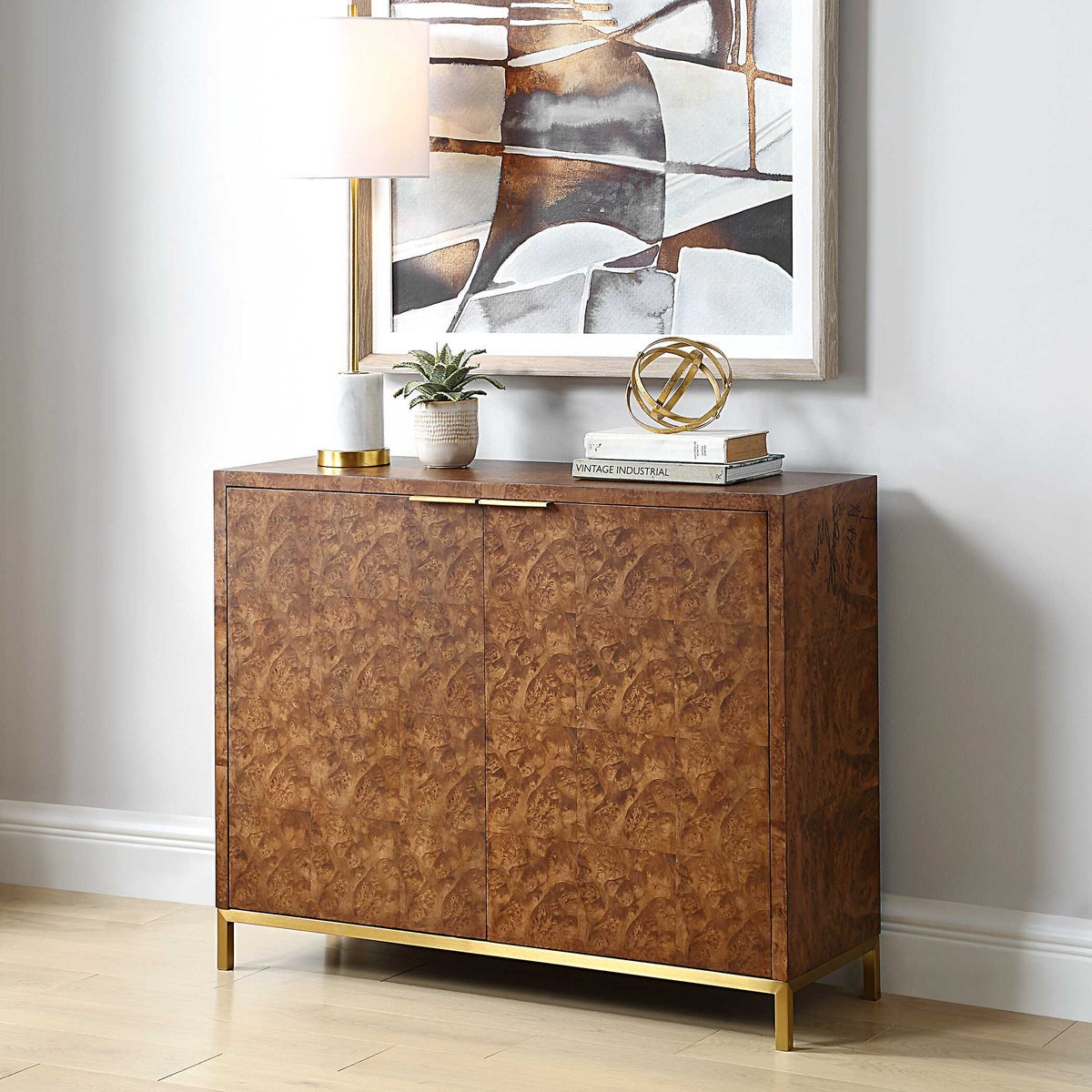 Jethro Burl 2 Door Cabinet Woodtone - Light Brown by Uttermost - View 3