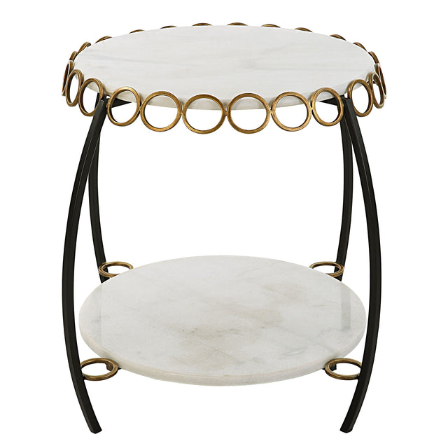 Chainlink Marble Side Table - White by Uttermost - View 1