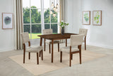 Mid-century Modern 5pc Dining Set Rectangular Table Warm Wood Finish Upholstered Chair Brown Wooden Dining Room Furniture