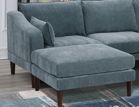 Modern Gorgeous Mineral Morgan Fabric 6pcs Modular Sectional Set Armless Chairs One Arm Chair Ottoman U-Shaped Couch Living Room - sold by Home Elegance USA