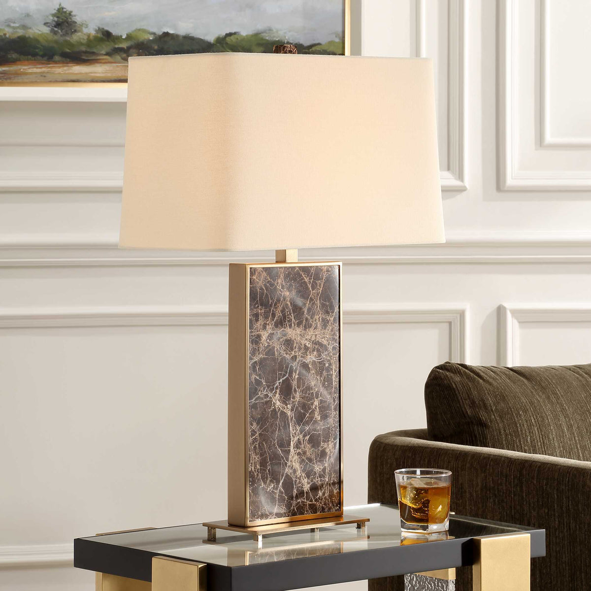 Lafferty Marble Table Lamp - Dark Brown by Uttermost - View 2