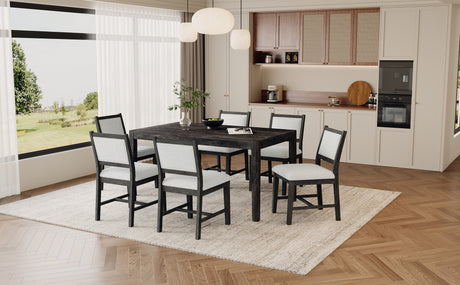 TREXM 7-Piece Retro Dining Table Set for 6, 1 Rectangular Wood Dining Table Set for 6 with Upholstered Chairs for Dining Room and Kitchen (Espresso) - sold by Home Elegance USA
