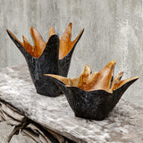 Starpetal Indoor-Outdoor Wooden Bowls (Set of 2) Black / Woodtone - Black / Light Brown by Uttermost - View 3