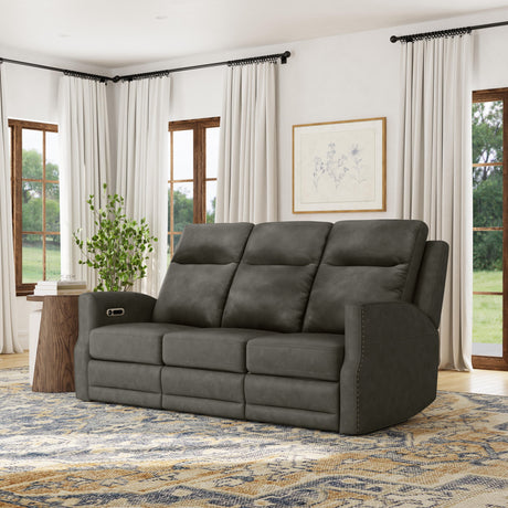Maxwell Power Reclining Sofa With Power Headrests And Lumbar - Cinder | Flexsteel