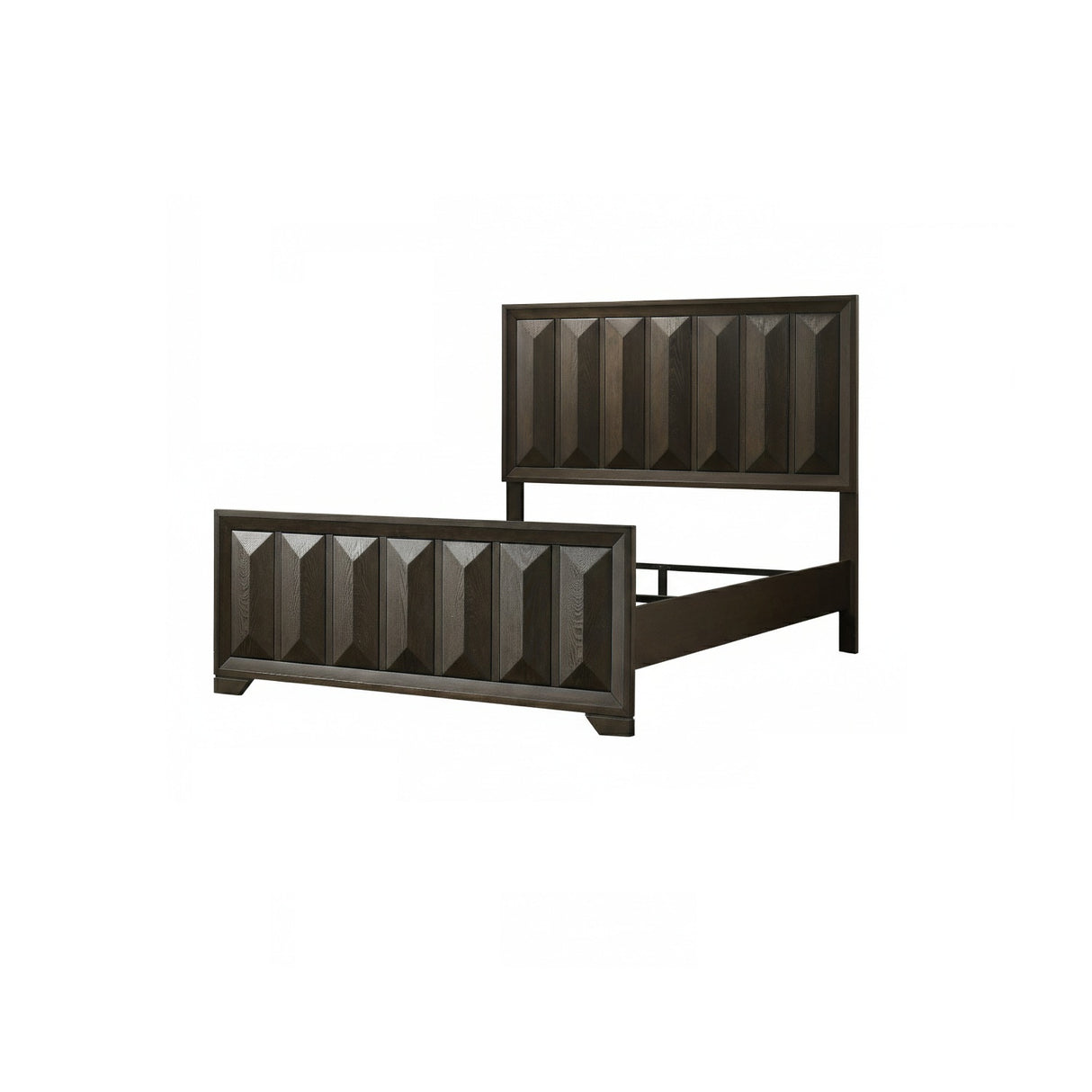 Modern Espresso 1pc Eastern King Size Bed Panel Headboard with Vertical Faceted Design, Solid and Engineered Wood